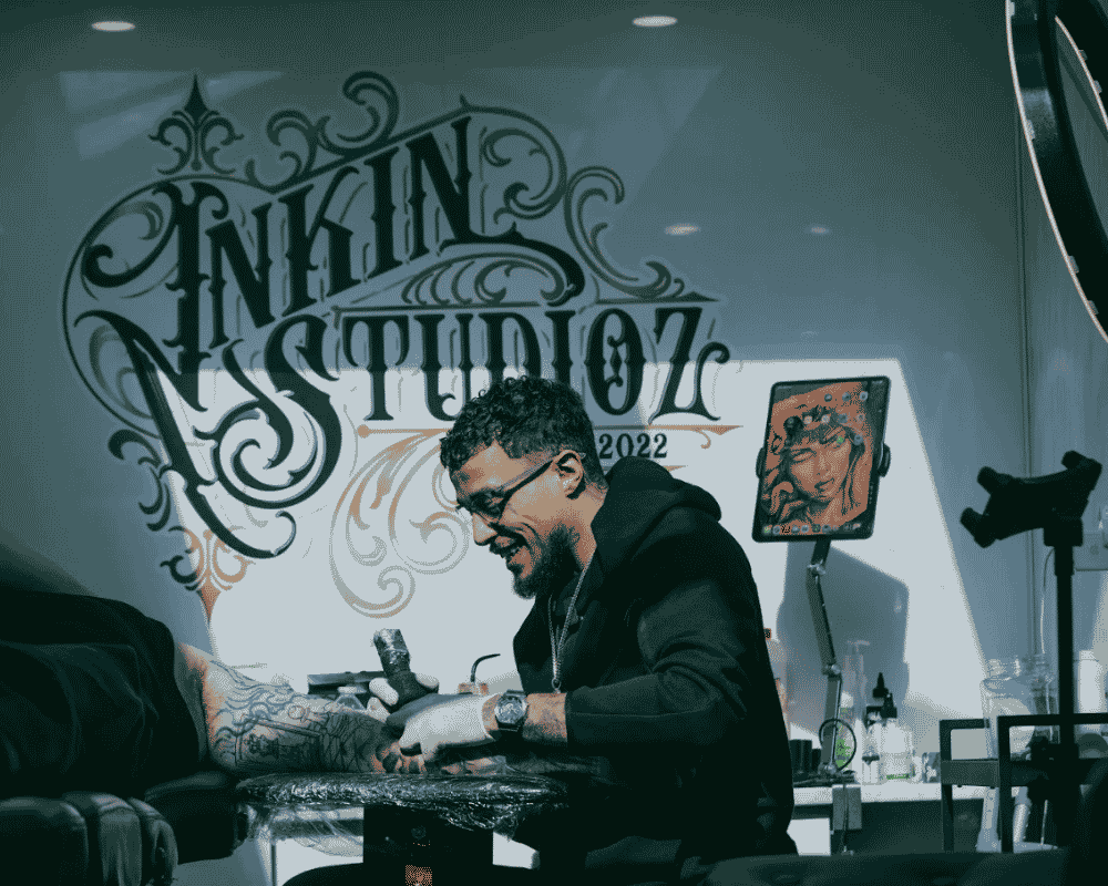Tattoo artwork on display at Inkin Studioz, Cheshunt